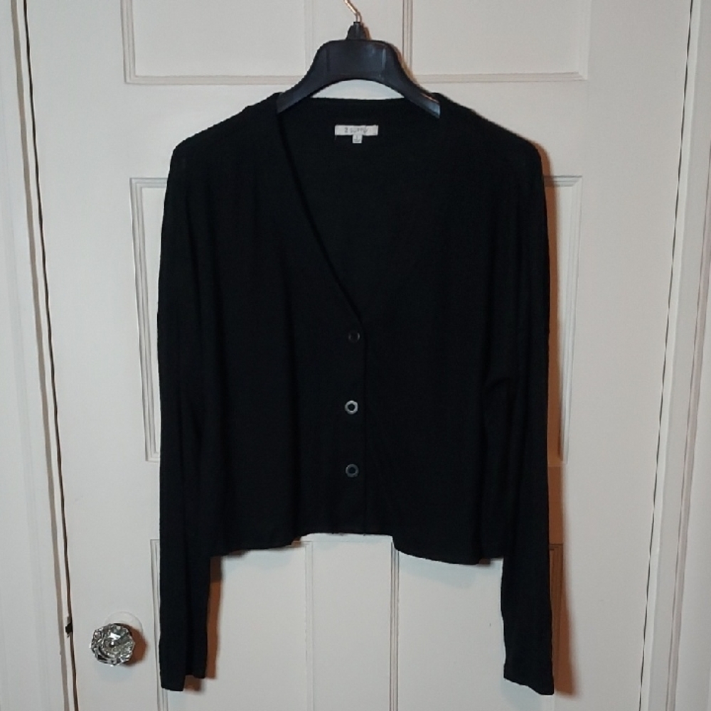Z Supply Soft Boxy Fit Cropped Cardigan In Black Sz Large